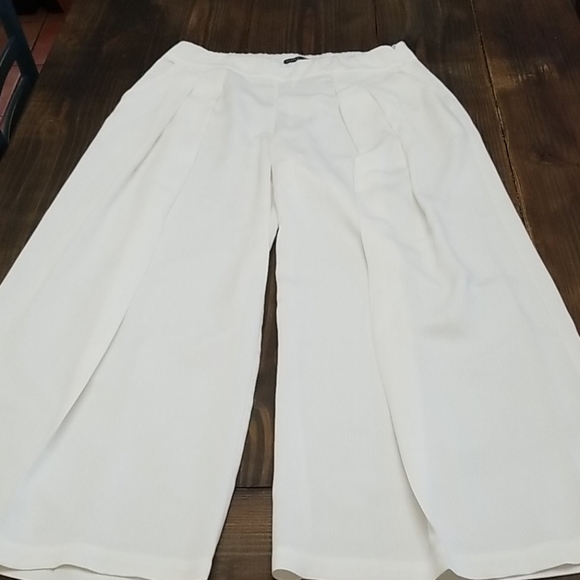 Eileen Fisher Wide Leg White Pleated Trouser Pants Medium - Picture 6 of 8